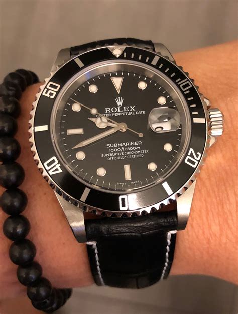 distressed leather strap for rolex|Rolex submariner strap size.